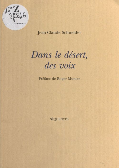 ebook cover of Dans le désert, des voix, by Schneider