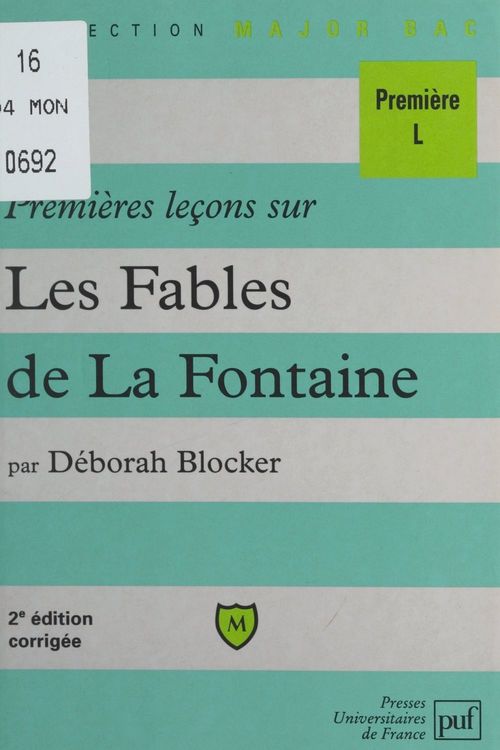 Couverture ebook de Premières leçons sur les Fables de La Fontaine, de Déborah Blocker