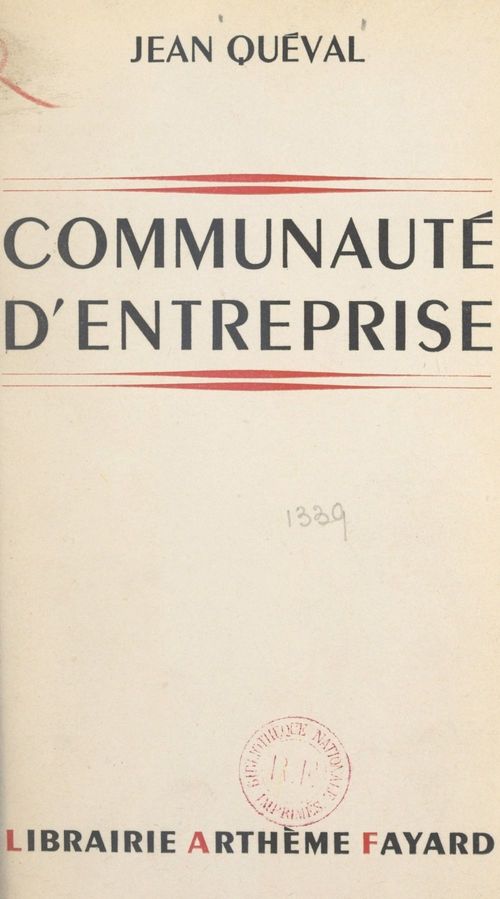ebook cover of Communauté d'entreprise, by Jean Queval