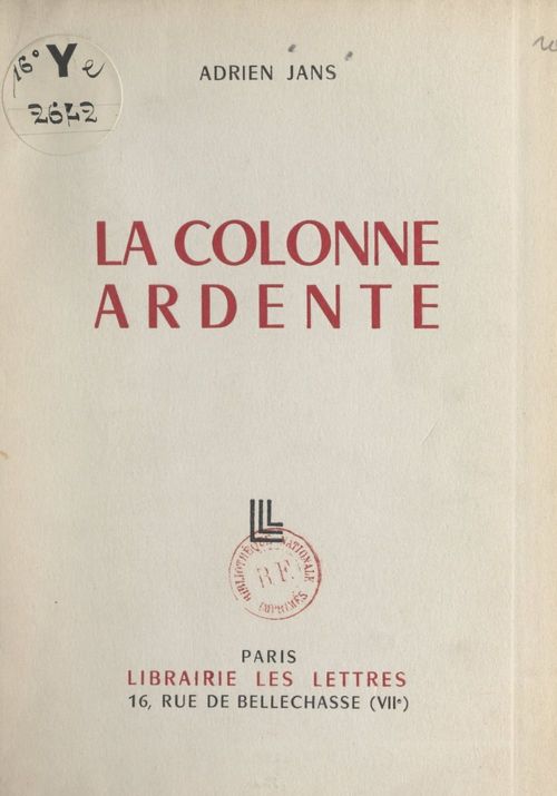 ebook cover of La colonne ardente, by Adrien Jans