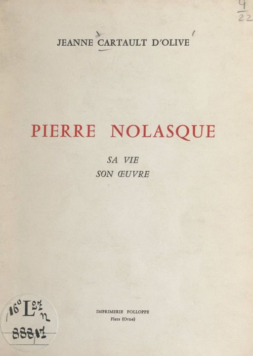 Couverture ebook de Pierre Nolasque, de Jeanne Cartault D''Olive