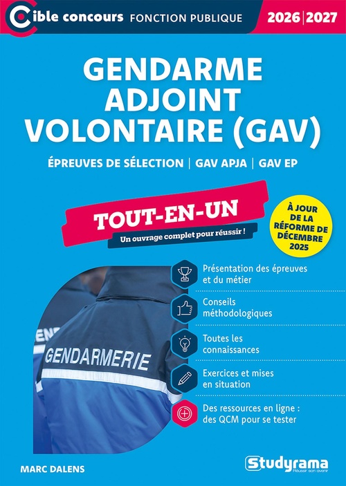 ebook cover of Gendarme adjoint volontaire (GAV) : Épreuves de sélection - Tout-en-un - Édition 2026-2027, by Marc Dalens