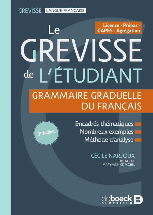Couverture ebook de Le Grevisse de l'étudiant - Grammaire, de Cécile Narjoux