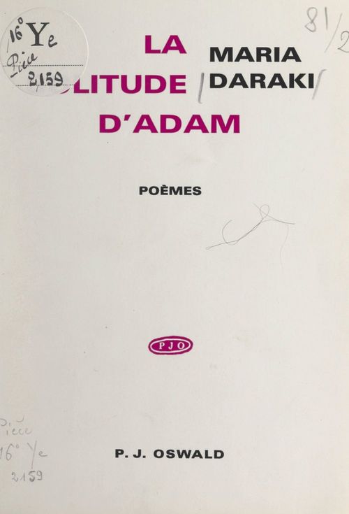 ebook cover of La solitude d'Adam, by Maria Daraki