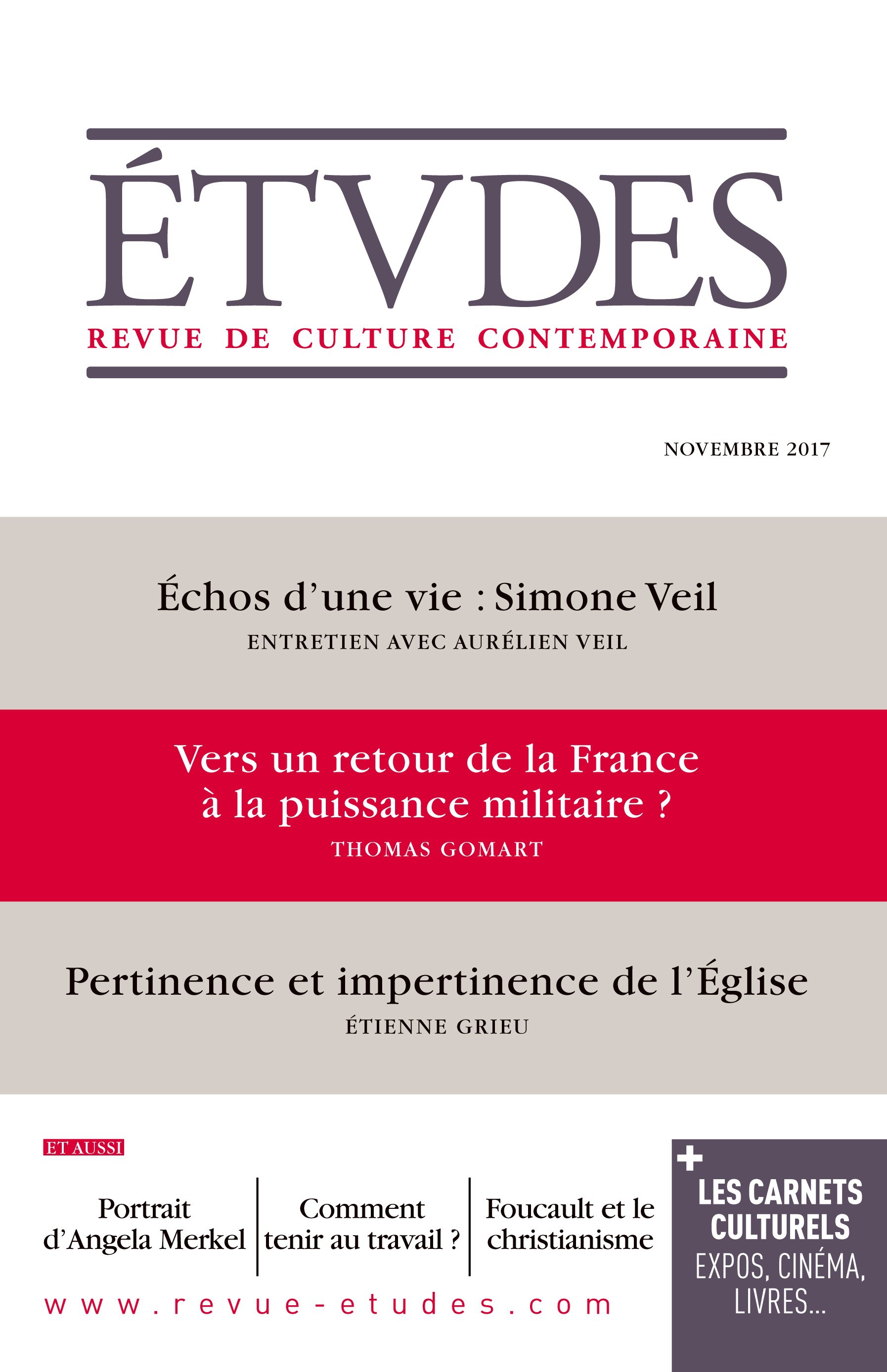 Couverture ebook de Etudes - Vers un retour de la France à la puissance militaire ?, de Revue études