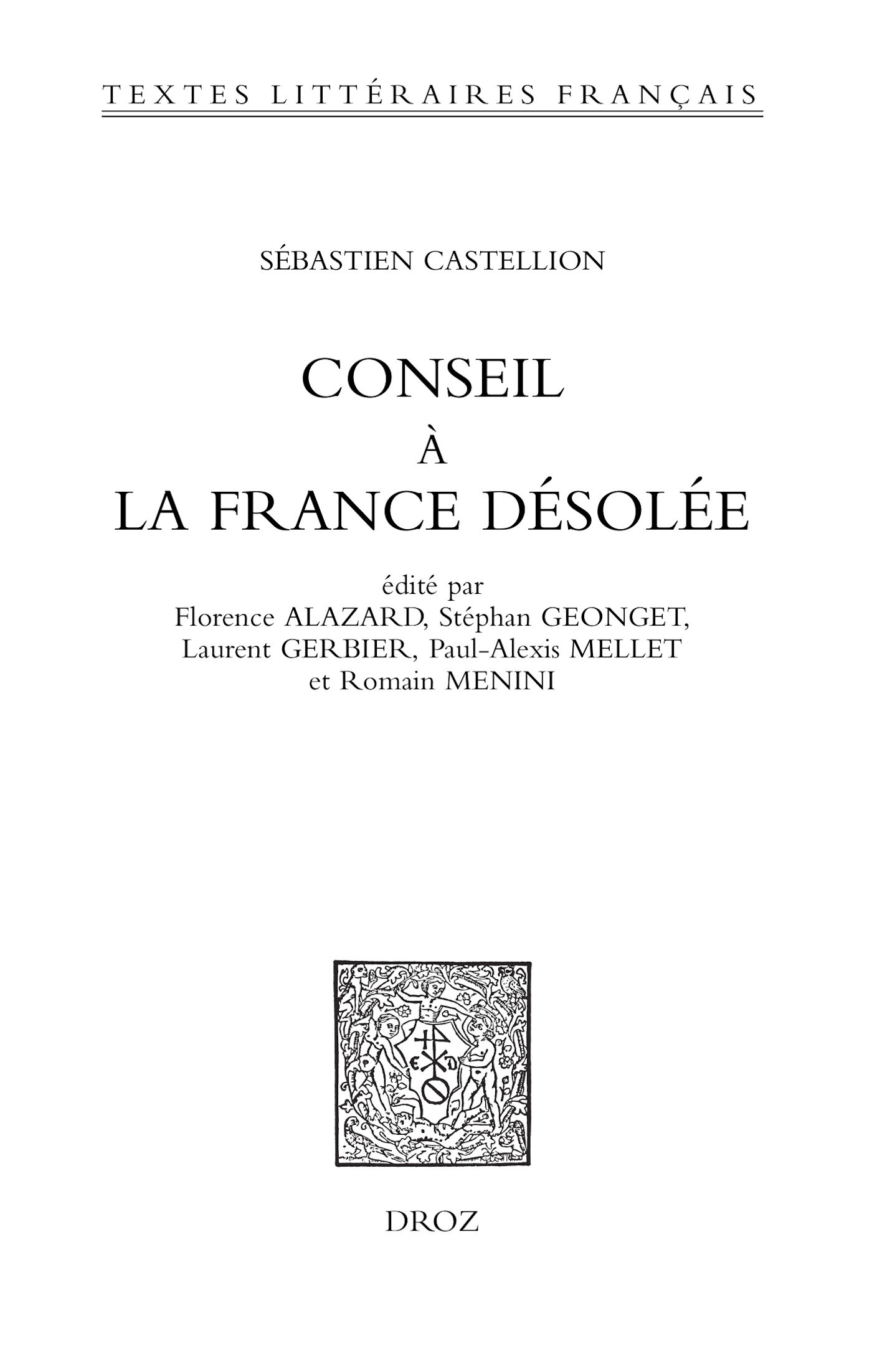 ebook cover of Conseil à la France désolée, by Sébastien Castellion