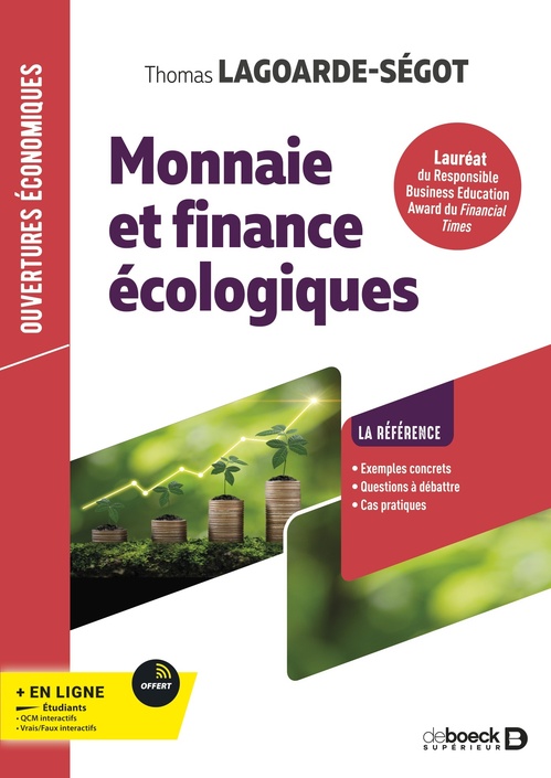 Couverture ebook de Monnaie et finance écologiques, de Thomas Lagoarde-Ségot