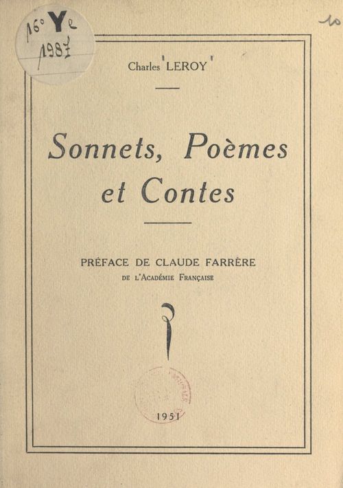 ebook cover of Sonnets, poèmes et contes, by Charles Leroy