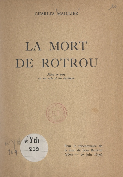 ebook cover of La mort de Rotrou, by Charles Maillier