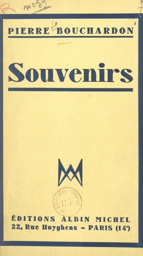 Couverture ebook de Souvenirs, de Pierre Bouchardon