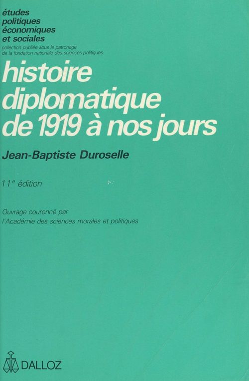 Couverture ebook de Histoire diplomatique de 1919 à nos jours, de Duroselle