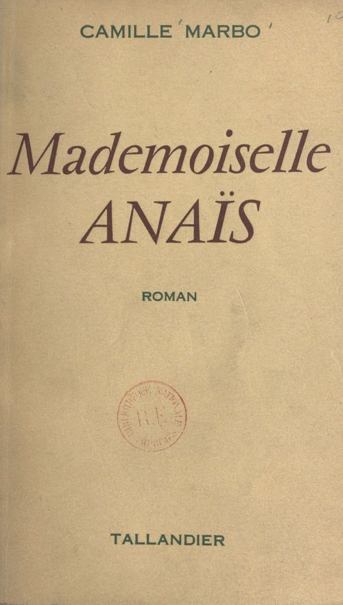 ebook cover of Mademoiselle Anaïs, by Camille Marbo