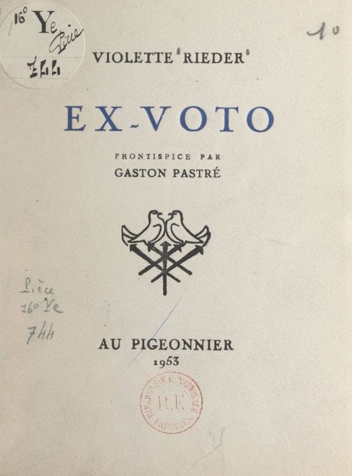 ebook cover of Ex-voto, by Violette Rieder