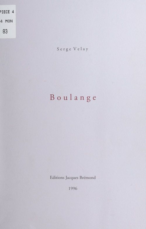 Couverture ebook de Boulange, de Serge Velay