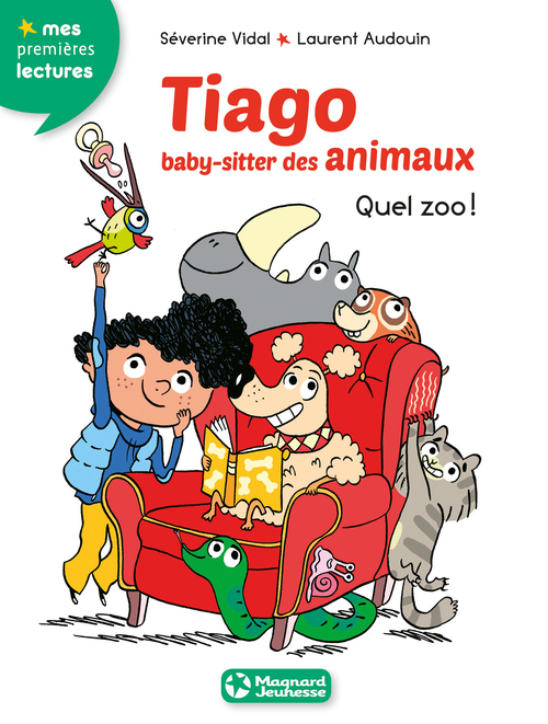 Couverture ebook de Tiago, baby-sitter des animaux 1 - Quel zoo !, de Séverine Vidal