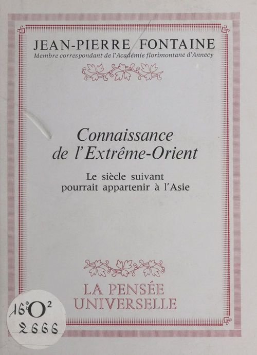 ebook cover of Connaissance de l'Extrême-Orient, by Jean-Pierre Fontaine