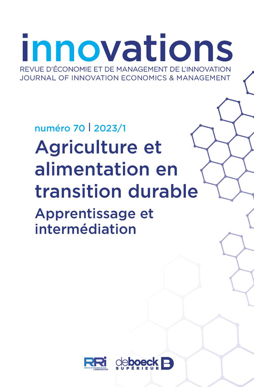 Couverture ebook de Innovations n° 70 - Agriculture et alimentation en transition durable, de Collectif