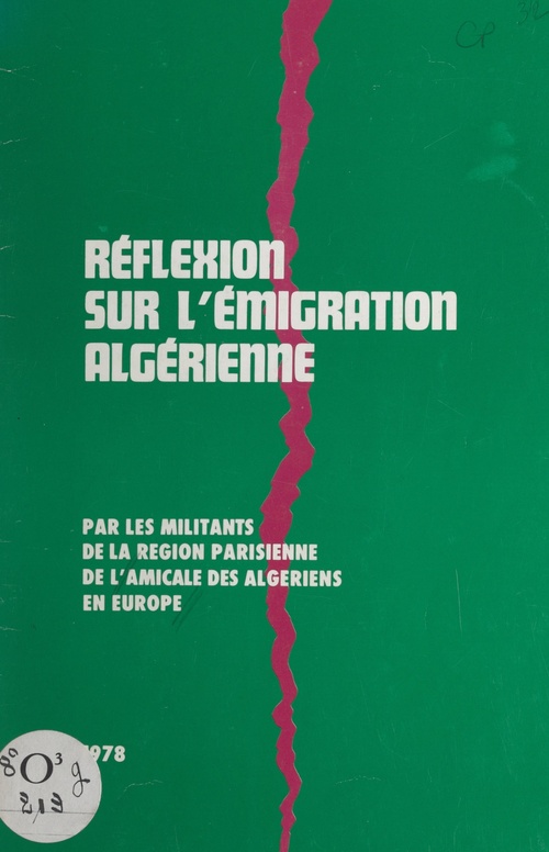 ebook cover of Réflexion sur l'émigration algérienne, by Amicale Des Algeriens En Europe