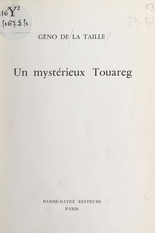 ebook cover of Un mystérieux Touareg, by Geno De La Taille