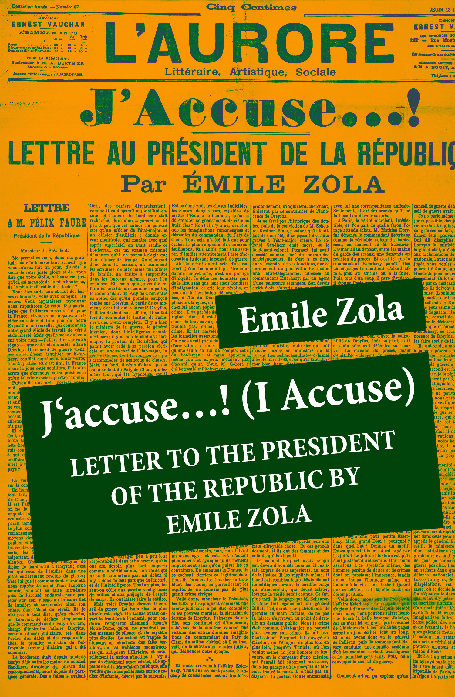 Couverture ebook de J'accuse...! (I Accuse): Letter to the President of the Republic, de Emile Zola