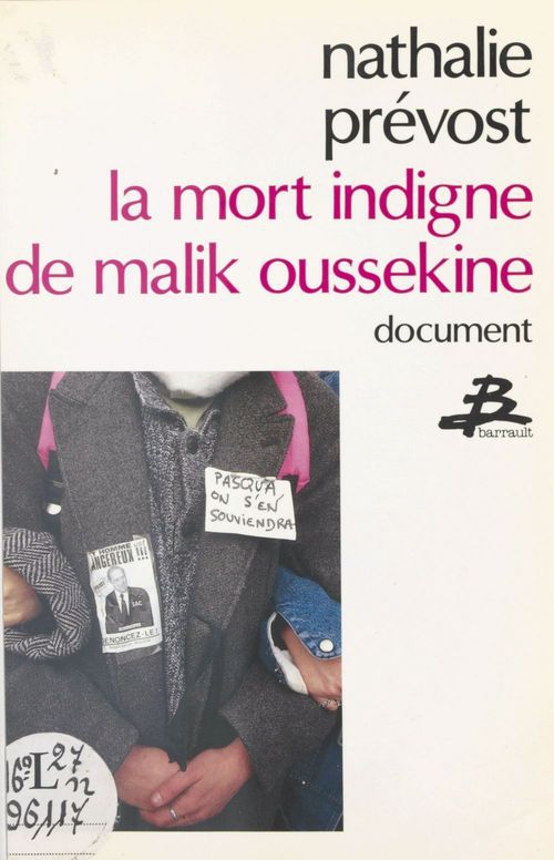 ebook cover of La mort indigne de Malik Oussekine, by Prevost Nathalie