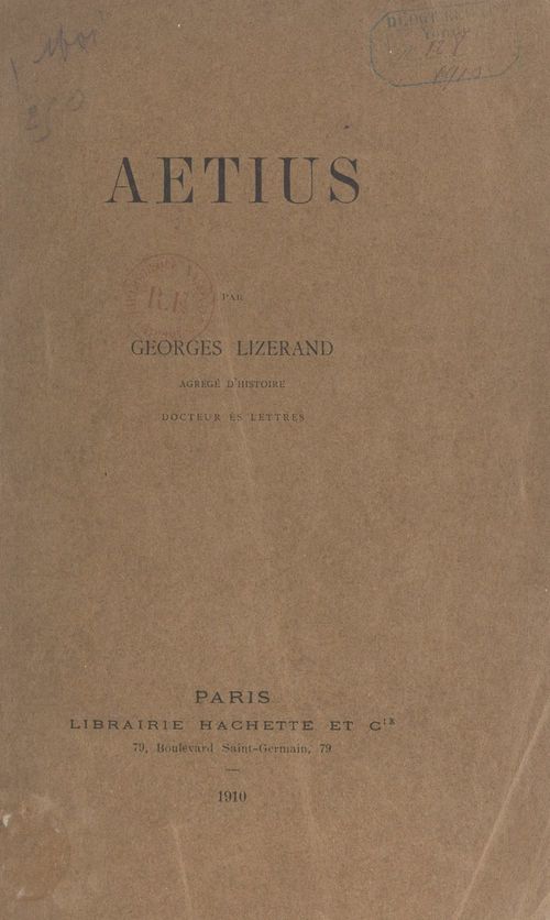 Couverture ebook de Aetius, de Georges Lizerand