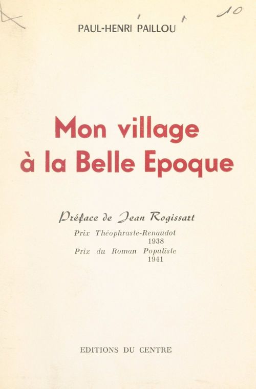 Couverture ebook de Mon village à la Belle Époque, de Paul-Henri Paillou