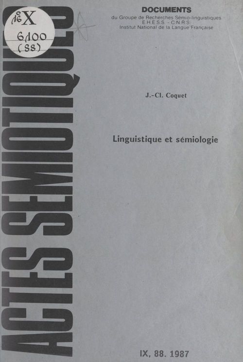 ebook cover of Linguistique et sémiologie, by Jean-Claude Coquet
