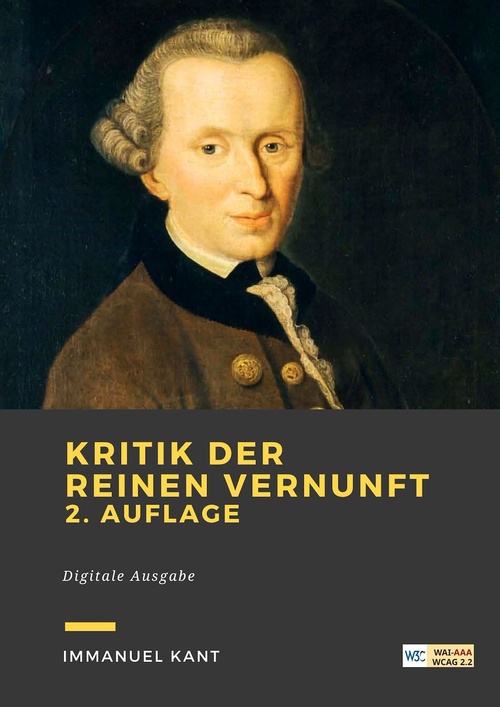 Couverture ebook de Kritik der reinen Vernunft, de Immanuel Kant
