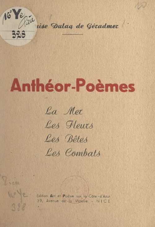 Couverture ebook de Anthéor-poèmes, de Louise Dulaq de Géradmer