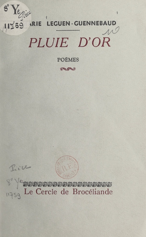Couverture ebook de Pluie d'or, de Marie Leguen-Guennebaud