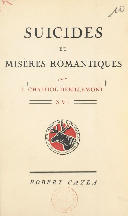 ebook cover of Suicides et misères romantiques, by Fernand Chaffiol-Debillemont