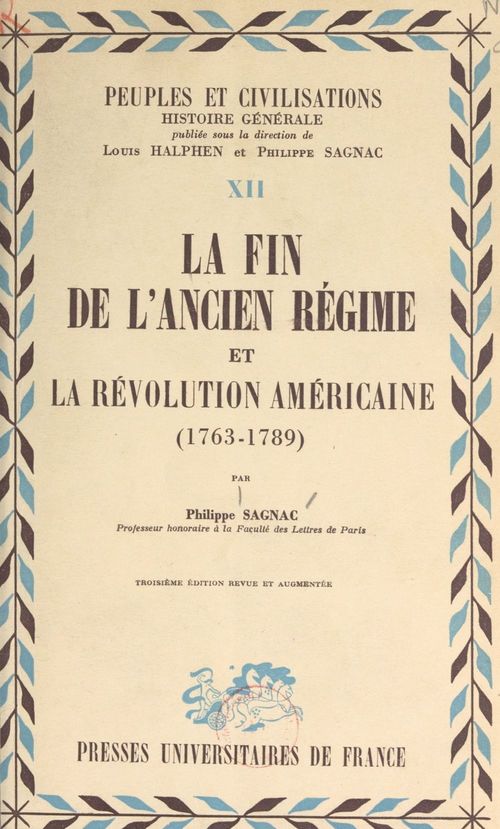 Couverture ebook de La fin de l'Ancien régime et la révolution américaine, 1763-1789, de Philippe Sagnac
