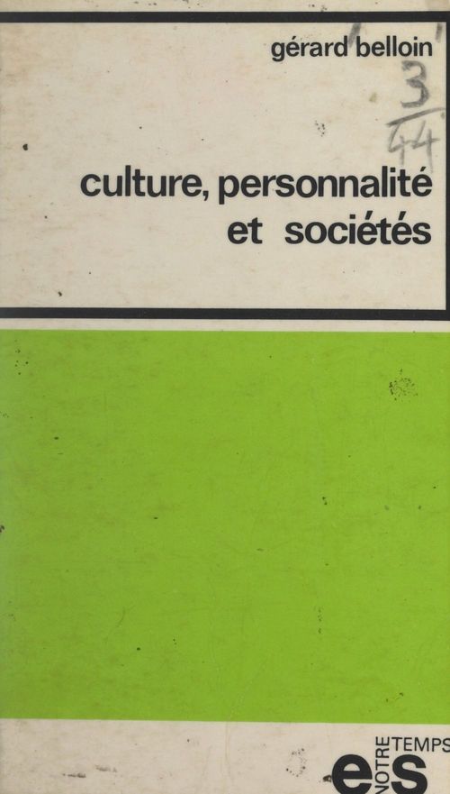 Couverture ebook de Culture, personnalité et sociétés, de Gerard Belloin