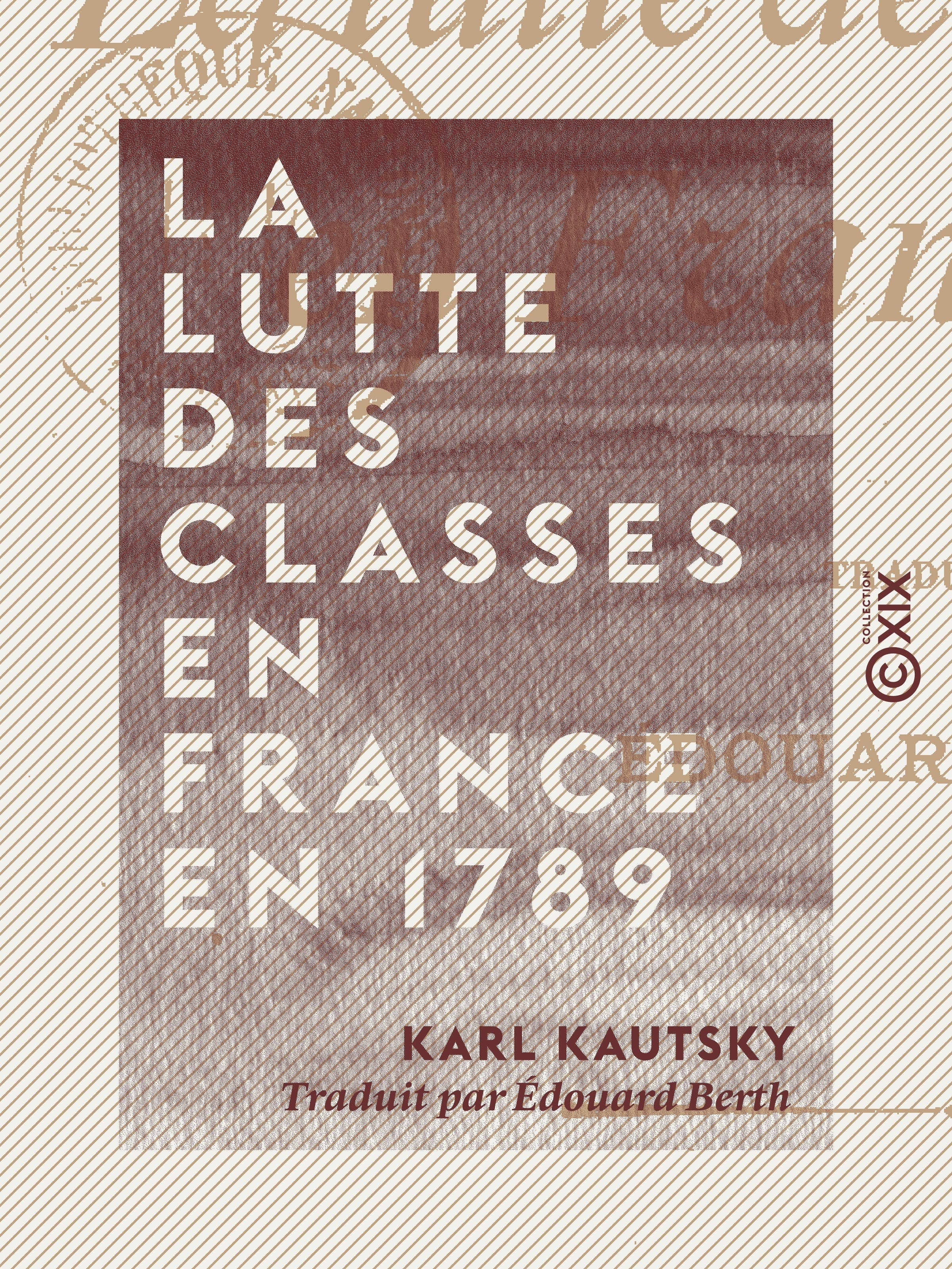 ebook cover of La Lutte des classes en France en 1789, by Karl Kautsky