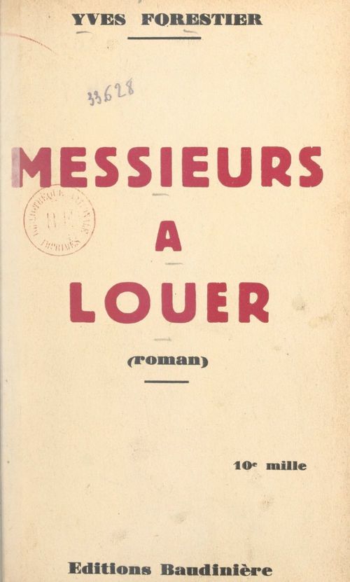 ebook cover of Messieurs à louer, by Yves Forestier