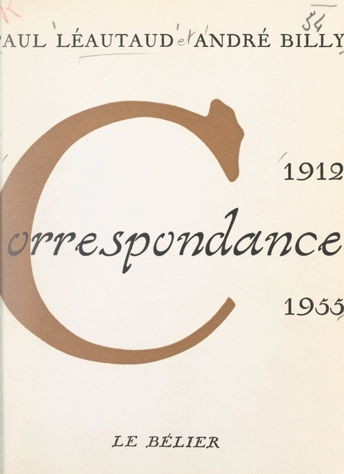 Couverture ebook de Correspondance, 1912-1955, de Andre Billy, Paul Léautaud