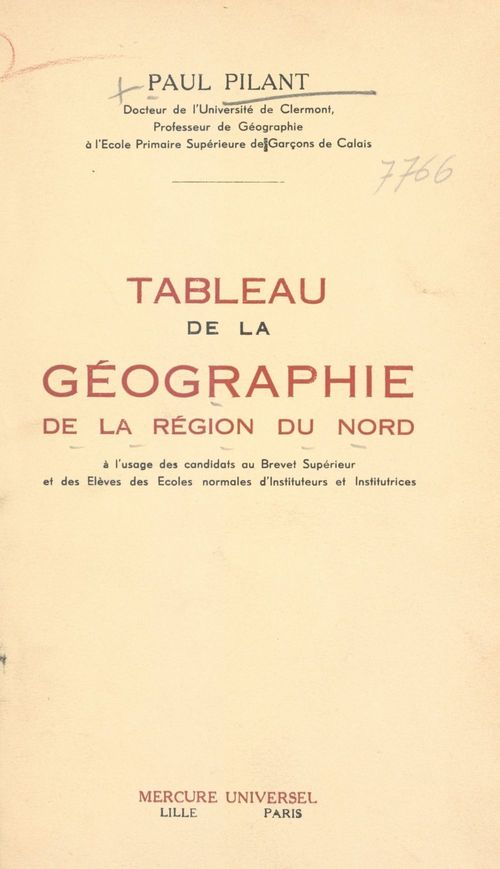 Couverture ebook de Tableau de la géographie de la région du Nord, de Paul Pilant