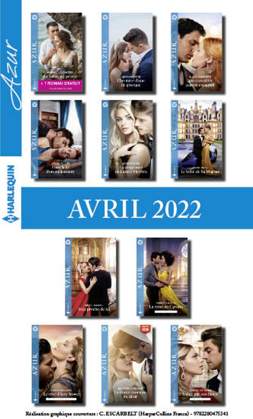 Couverture ebook de Pack mensuel Azur -  11 romans + 1 gratuit (Avril 2022), de Collectif
