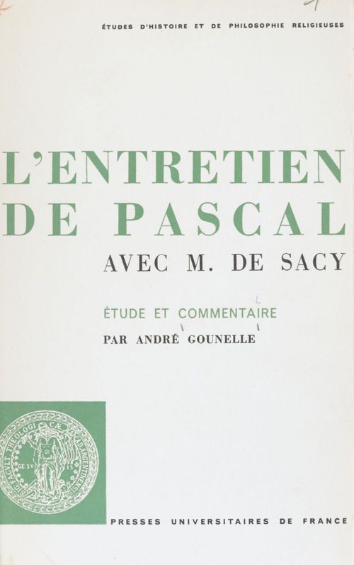 ebook cover of L'entretien de Pascal avec M. de Sacy, by André Gounelle