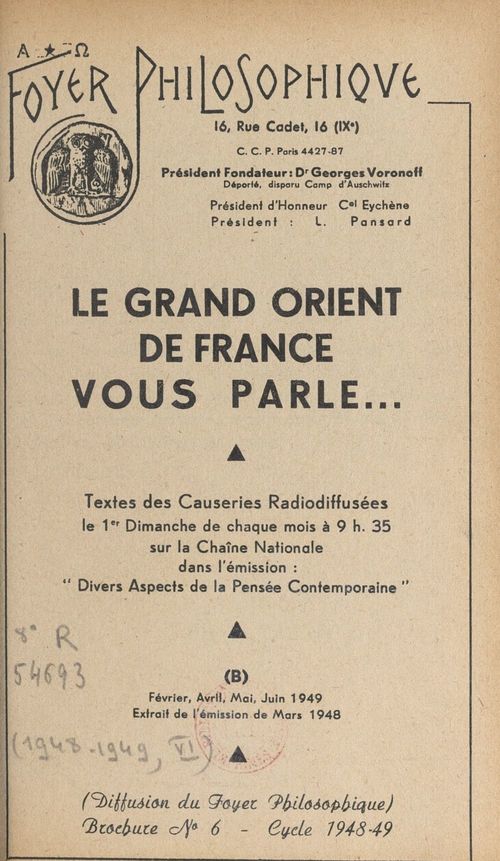 Couverture ebook de Le Grand Orient de France vous parle, de Grand Orient De France