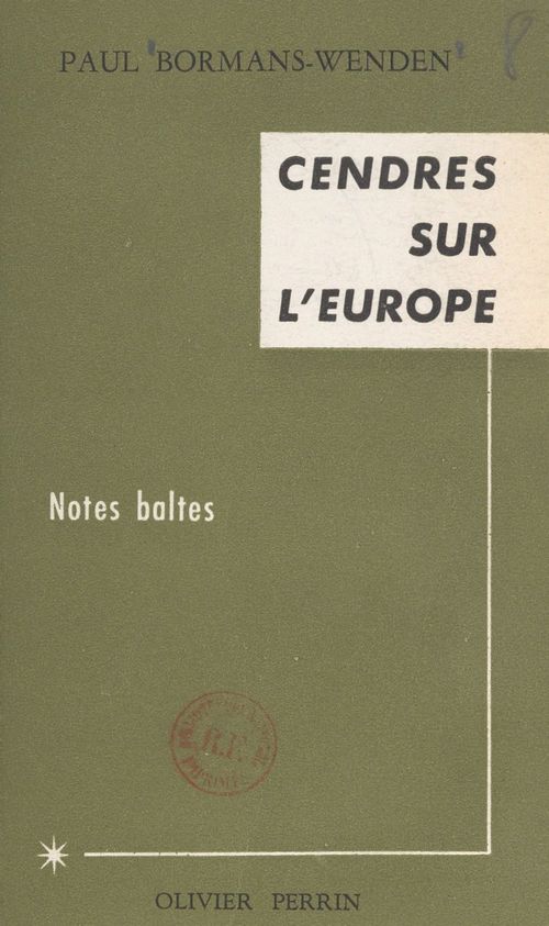 ebook cover of Cendres sur l'Europe, by Paul Bormans-Wenden