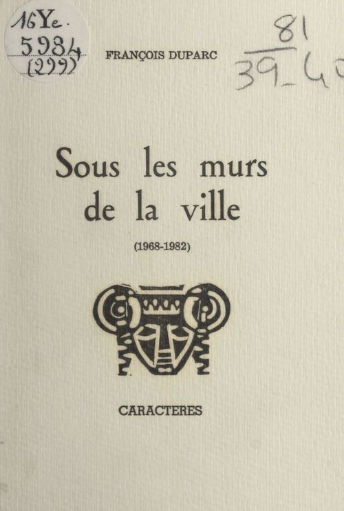 ebook cover of Sous les murs de la ville, by François Duparc