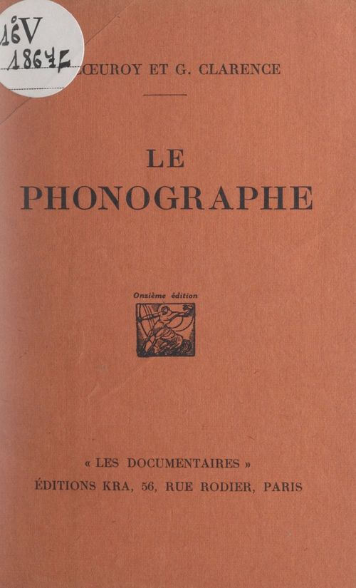ebook cover of Le phonographe, by André Coeuroy, Genevieve Clarence