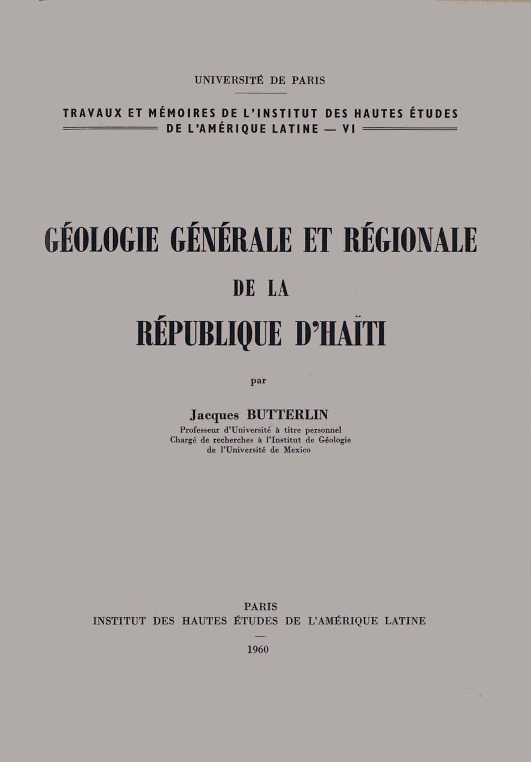 Couverture ebook de Géologie générale et régionale de la république d´Haïti, de Jacques Butterlin