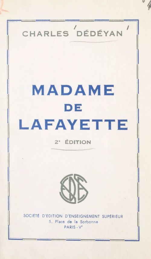 ebook cover of Madame de Lafayette, by Charles Dedeyan