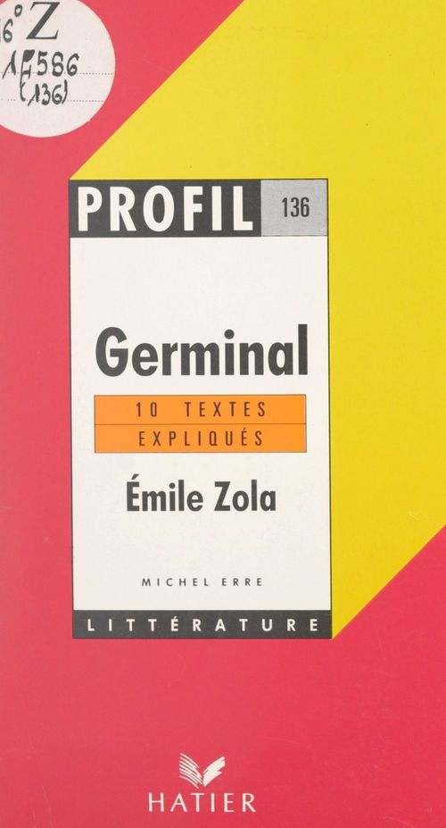 Couverture ebook de Germinal, 1885, Émile Zola, de Michel Erre