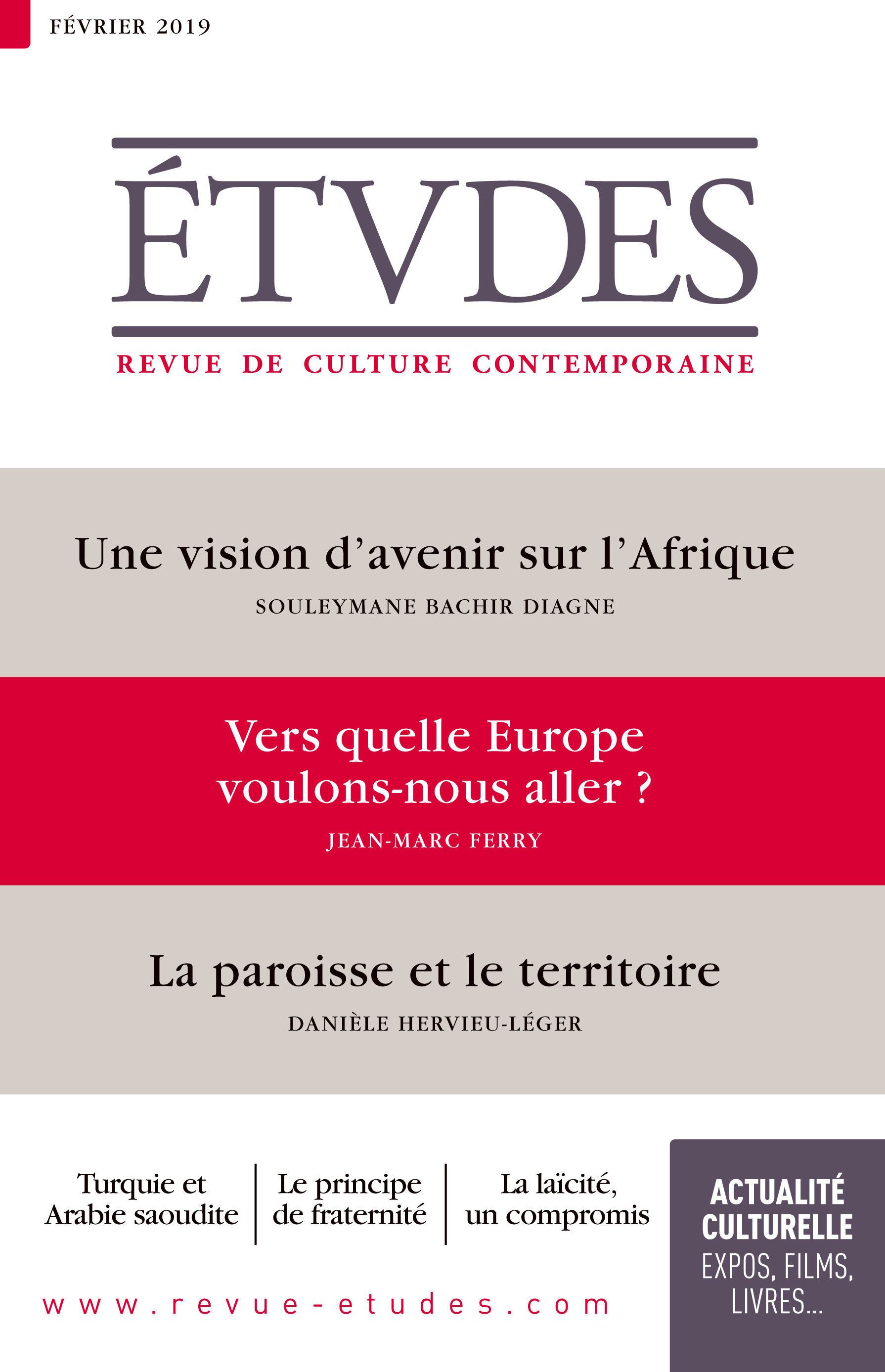 Couverture ebook de Revue Etudes : vers quelle Europe voulons-nous aller ?, de Revue études