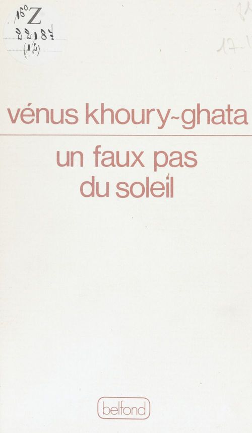 Couverture ebook de Un faux-pas du soleil, de Vénus Khoury-Ghata