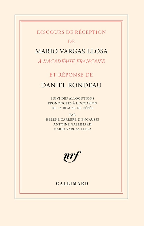 ebook cover of Discours de réception de Mario Vargas Llosa à l´Académie française et réponse de Daniel Rondeau, by Daniel Rondeau, Mario Vargas Llosa